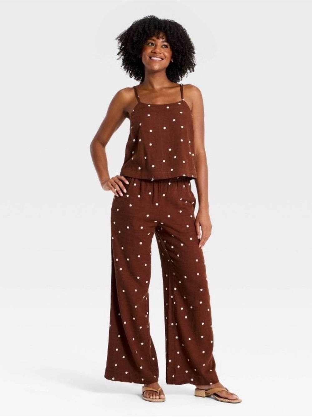 a new day Brown Polka Dot Wide-Leg Pants (New with tags!) - small